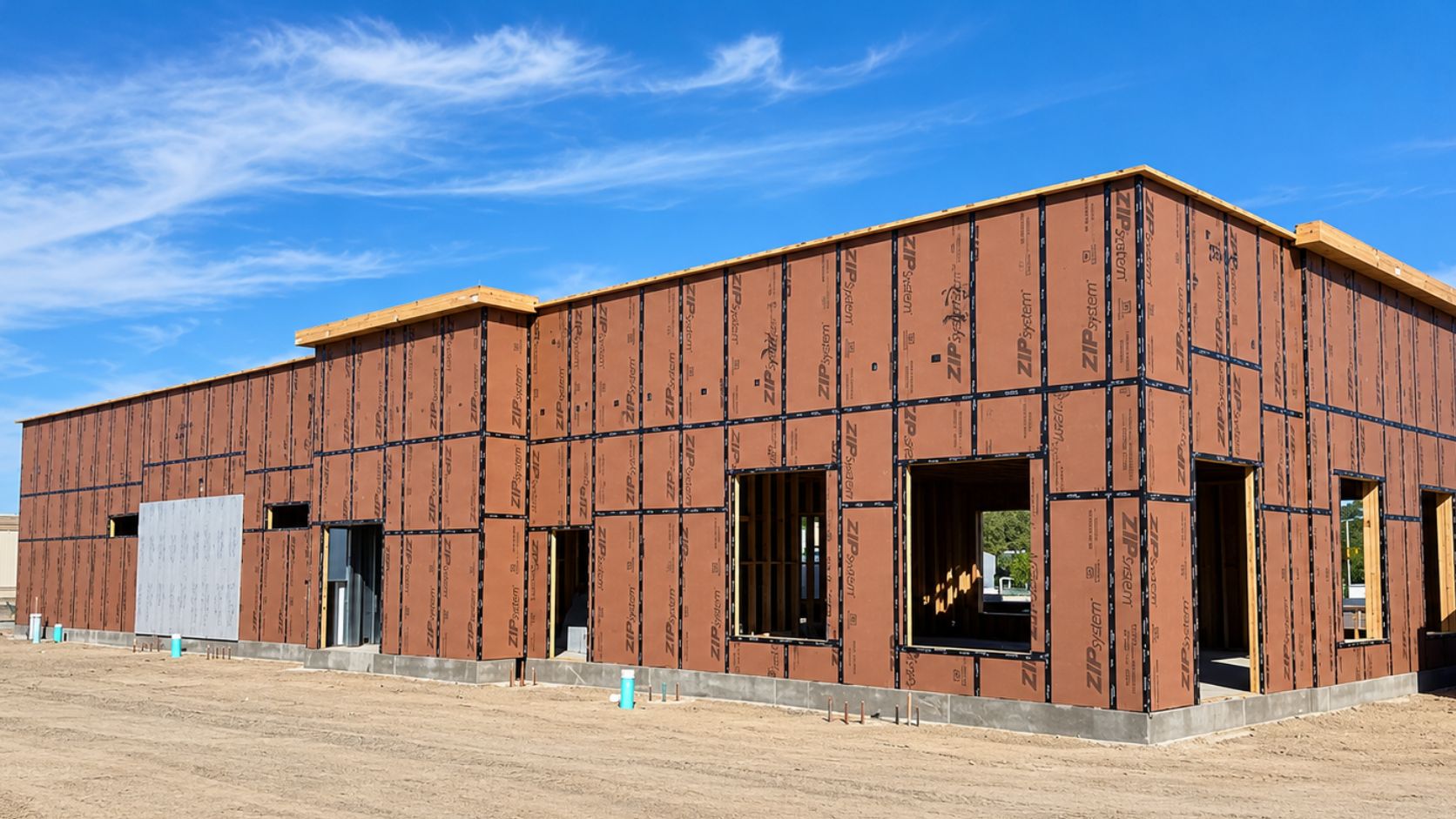 Wood-framed residential construction site