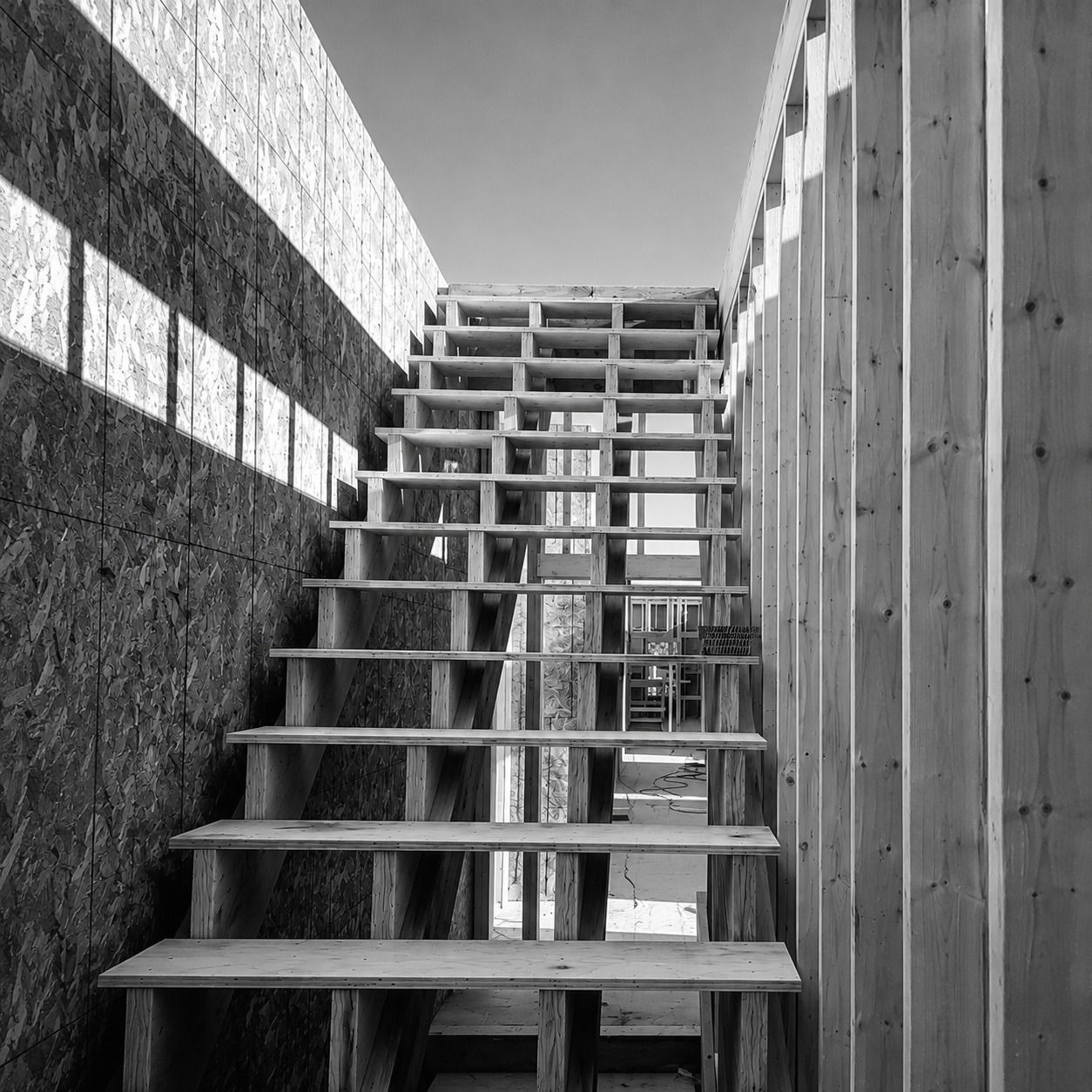 Interior wood framing, stairs and trusses